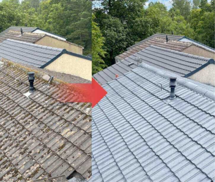 roof cleaning transformation before and after photo