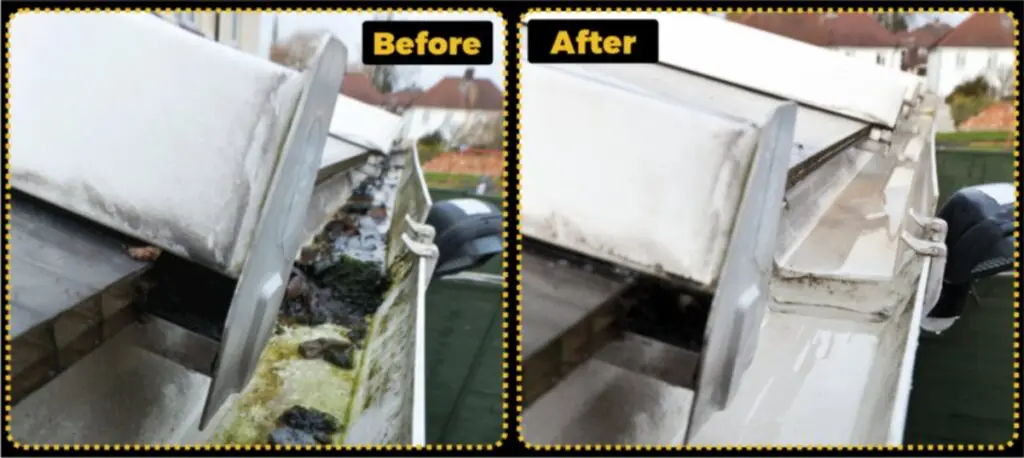 gutter cleaning before after photo