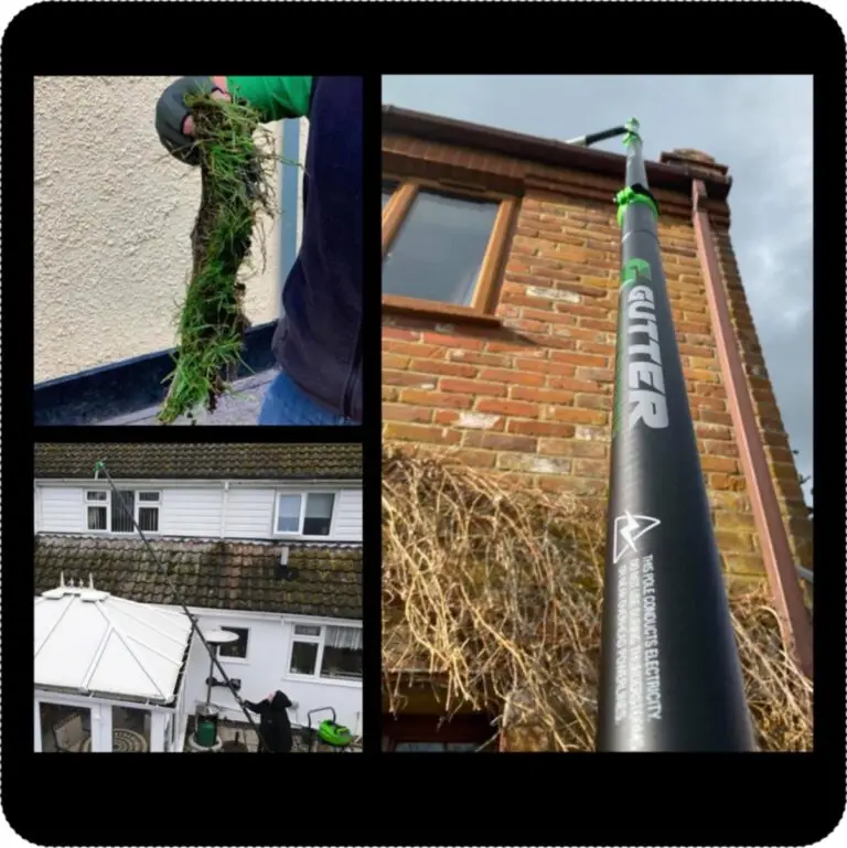 mix of photos how we clean gutters