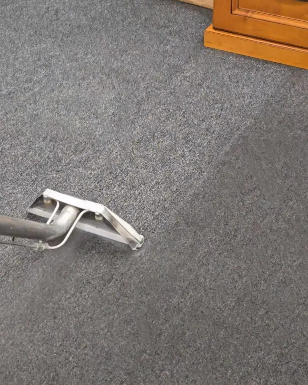 before and after photo of carpet cleaned with HWE method