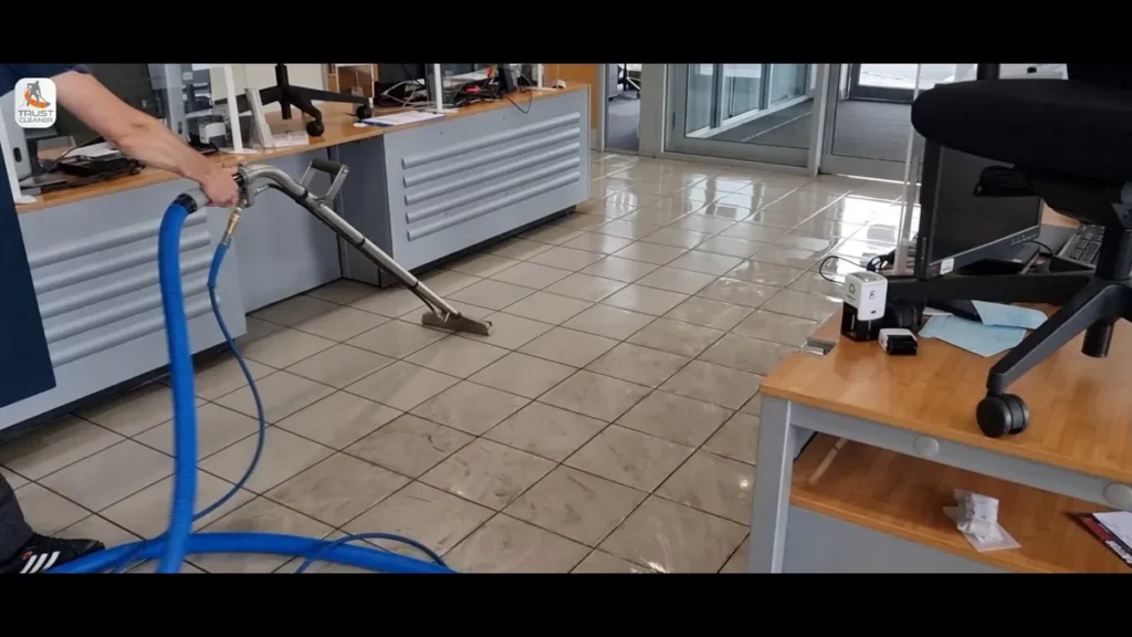 Tiled office floor cleaning at MAN Truck Bus Manchester - Trust Cleaner - Carpet & Upholstery Specialists Tiled office floor cleaning at MAN Truck & Bus, Manchester